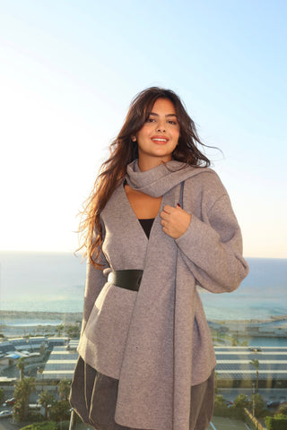 Soft Wool Wrap Coat with Wide Collar