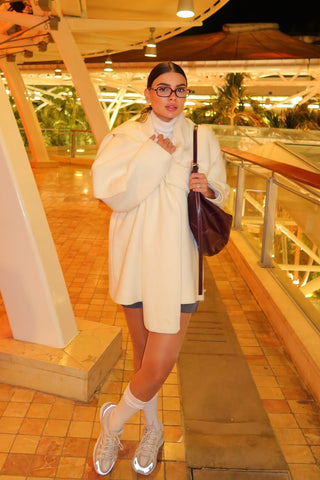 Soft Wool Wrap Coat with Wide Collar