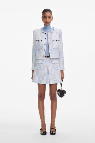 Textured Tweed Mini Skirt with Belt – A-Line Fit