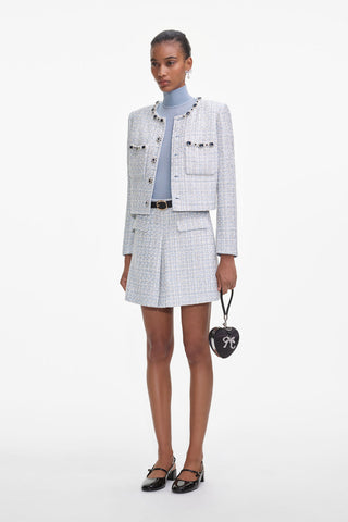 Textured Tweed Mini Skirt with Belt – A-Line Fit