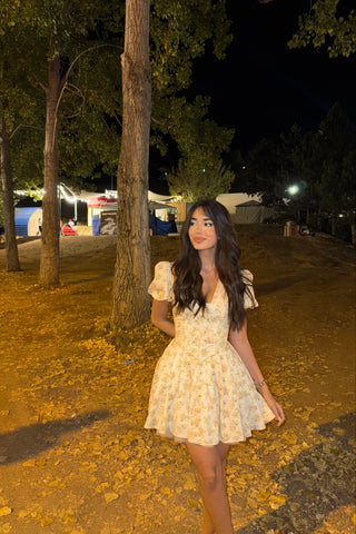 Sunlit Floral Suspender Mini Dress