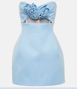 Aida Strapless Flower Mini Dress