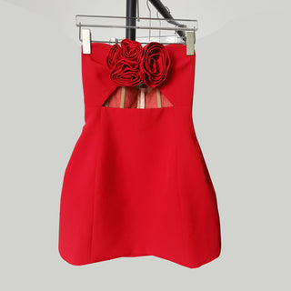 Aida Strapless Flower Mini Dress