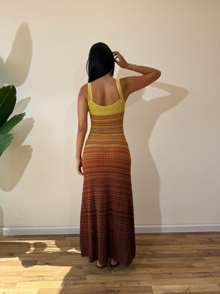 Sunset Striped Sleeveless Long Midi Dress