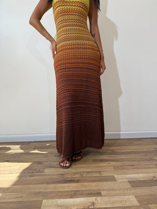 Sunset Striped Sleeveless Long Midi Dress