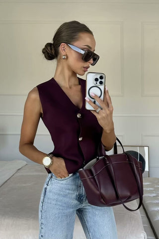 Summer Buttoned Knit Top