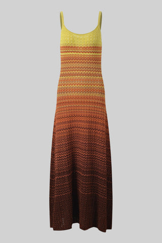 Sunset Striped Sleeveless Long Midi Dress