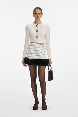 Soft Knit Button-Detail Cropped Cardigan