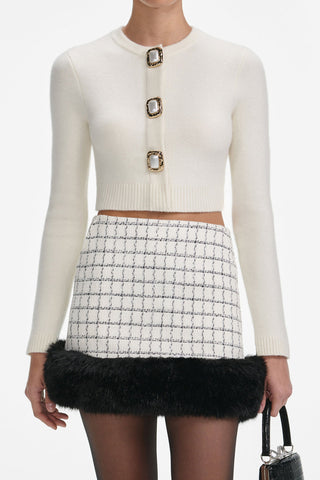 Soft Knit Button-Detail Cropped Cardigan