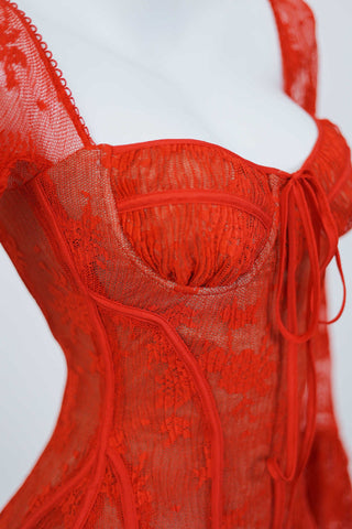 Flare Sleeve Mesh Mini Dress