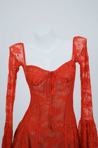 Flare Sleeve Mesh Mini Dress