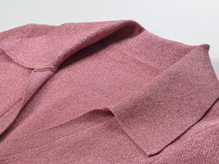 Fitted Knitted Short Sleeve Polo Mini Dress with Shimmering Button Front and Soft Stretch