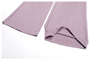 Sport Halter Neck Padded Crop Top with Wide Leg High Stretch Pants Set