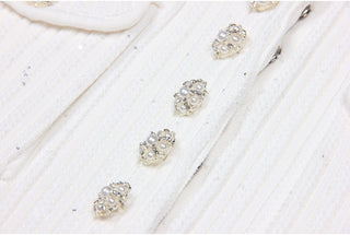 Short Sleeve Knitted Mini Dress with Collar and Pearl Button Pockets