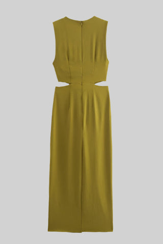 Sleeveless Belted Cutout Midi Dress