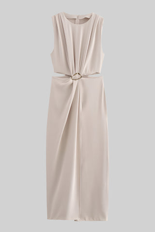 Sleeveless Belted Cutout Midi Dress
