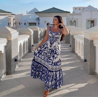 April Sleeveless Floral Long Dress