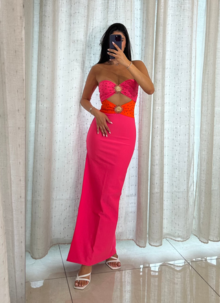 Strapless Diamond Bandage Long Dress