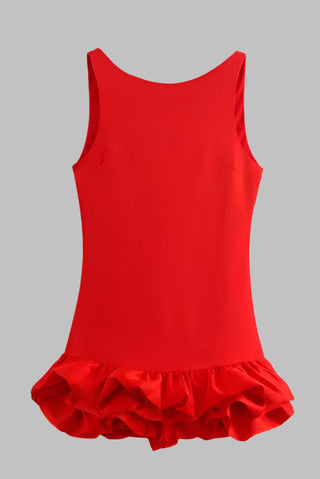 Ruffled Hem Sleeveless Romper Dress