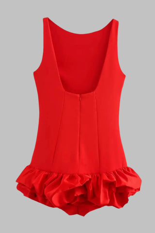 Ruffled Hem Sleeveless Romper Dress