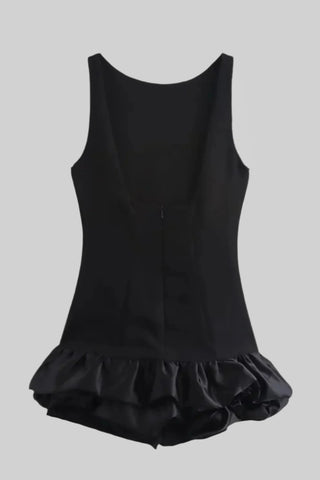 Ruffled Hem Sleeveless Romper Dress