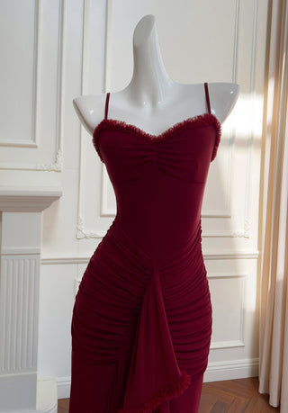 Elegant Sleeveless Long Mesh Dress with Ruffled Details