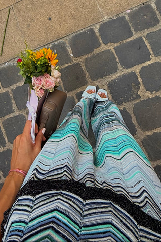 Chevron Knit Sleeveless Top & Wide-Leg Pants Set