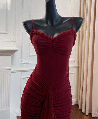 Elegant Sleeveless Long Mesh Dress with Ruffled Details