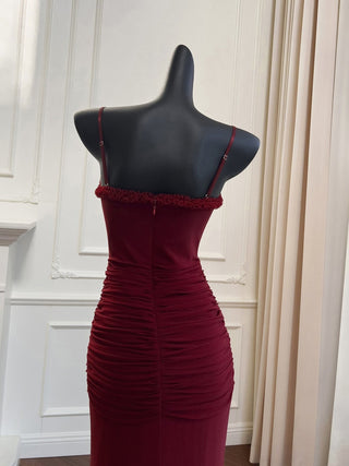 Elegant Sleeveless Long Mesh Dress with Ruffled Details