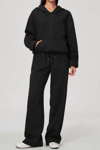 Relaxed Zip-Up Hoodie & Wide-Leg Sweatpants Set
