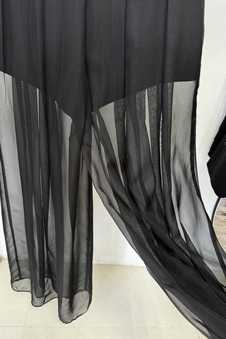 Sheer Wide-Leg Layered Pants