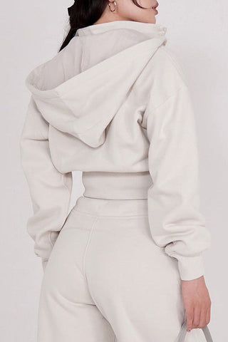 Two-Piece Sport Set with Cropped Zip Hoodie and High-Waisted Joggers