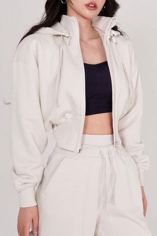 Two-Piece Sport Set with Cropped Zip Hoodie and High-Waisted Joggers