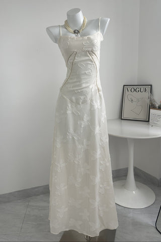 Backless Tie Back Elegance White Long Dress