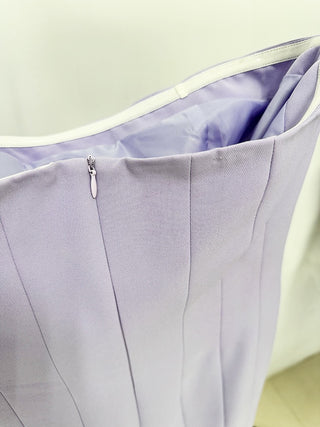 Strapless Lavender Beaded Long Crepe Dress with Fringe Embellishments