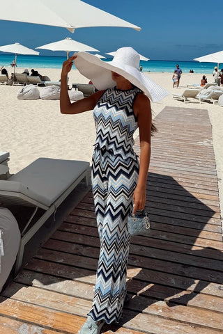 Chevron knit Wide Pants & Sleeveless Top Set