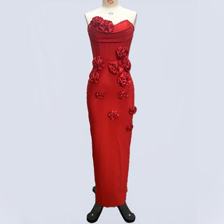 Sienna Strapless Elegant Flower Bandage Long Dress