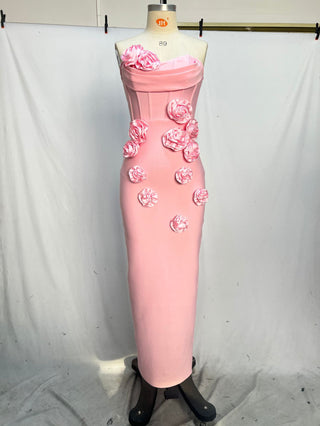 Sienna Strapless Elegant Flower Bandage Long Dress