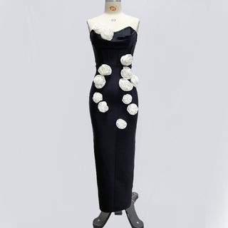 Sienna Strapless Elegant Flower Bandage Long Dress