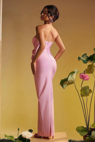 Sienna Strapless Elegant Flower Bandage Long Dress