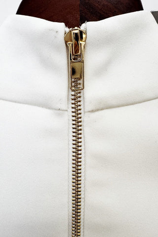 High-Neck Embellished Two-Piece Bridal Set with Long Sleeve Crop Top and Slit Maxi Skirt