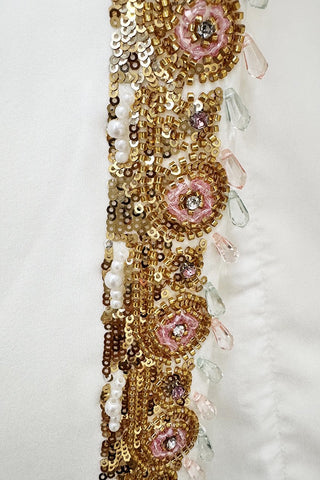 High-Neck Embellished Two-Piece Bridal Set with Long Sleeve Crop Top and Slit Maxi Skirt