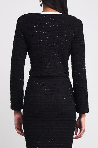 Knitted Sequin Floral Embellished Cardigan and High-Waist Pencil Skirt Set