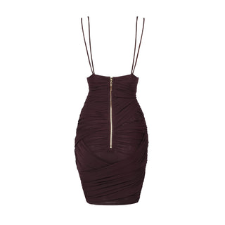 V Neck Sleeveless Mesh Mini Dress
