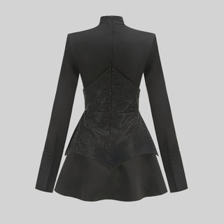 Black Long Sleeve Corset-Style Mini Dress