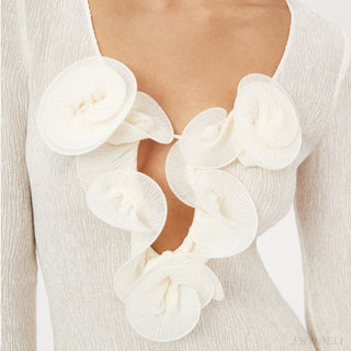 Blooming V Neck Long Sleeve Flower Dress