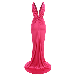Elegant Plunge Neck Backless Long Dress