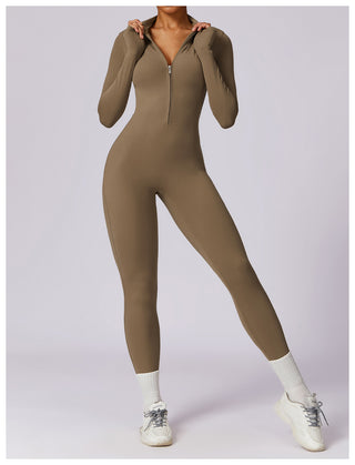 Zipper Long-Sleeved Yoga Jumpsuit