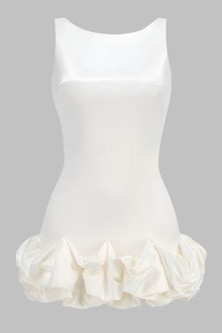 Elegant Satin Mini Dress with Ruffle Hem
