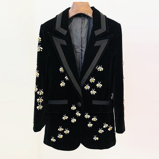 Elegant Velvet Beaded Suit Blazer